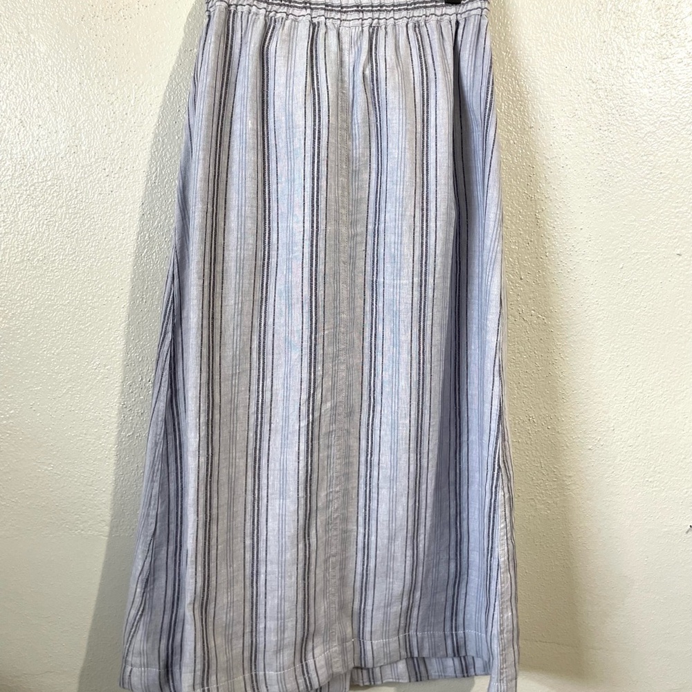 Faherty XS Linen Button Front Stripe Skirt Elastic Waist Coastal Classic Preppy - Picture 3 of 8